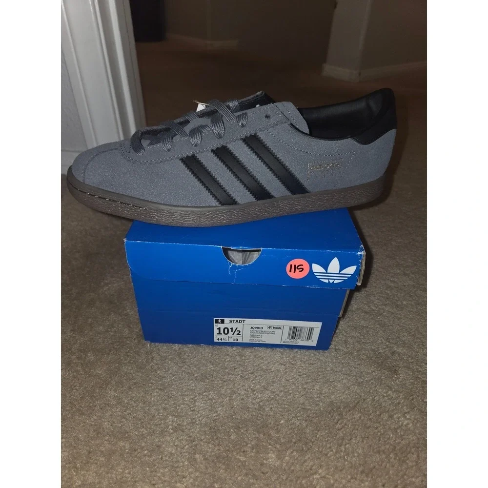Adidas Originals Stadt Grey Five Core Black Gum Sneakers Men's Size 10.5  NWT
